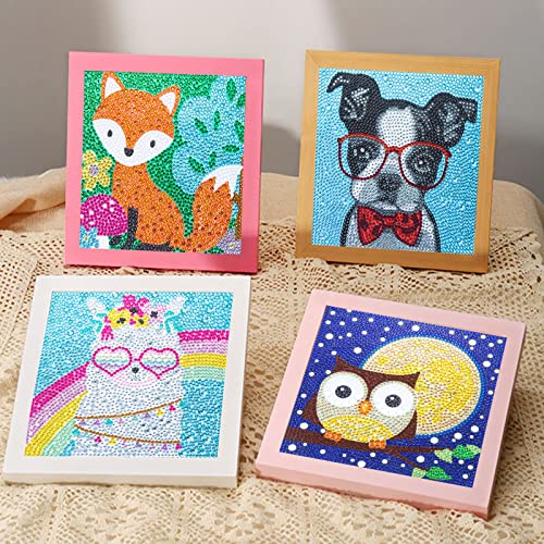 CHWGLFGG 6 Pack 5D Diamond Painting Kits for Kids Beginners, Full Drill Cute Animals Diamond Art Kits, DIY Big Gem Art for Children Ages 6-7-8-9-12, CHWGLFGG