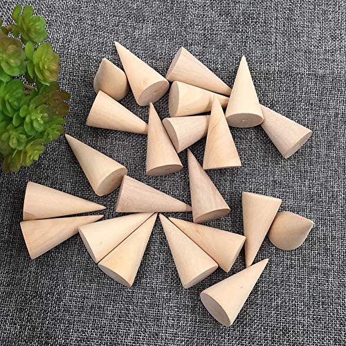 Jingyi E-commerce 15 Pcs Small Natural Wood Cone Ring Holders Ring Display Stands Organizer Holders Jingyi E-commerce