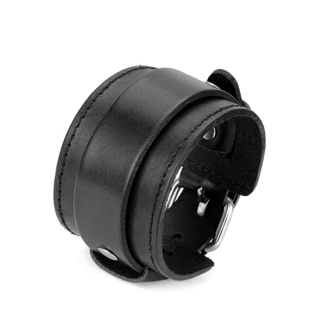 GelConnie Punk Leather Cuff Bracelet Braided Bracelets Rock Leather Wristbands Adjustable Gothic Wrap Bracelet for Men, Women LPB322-Black GelConnie