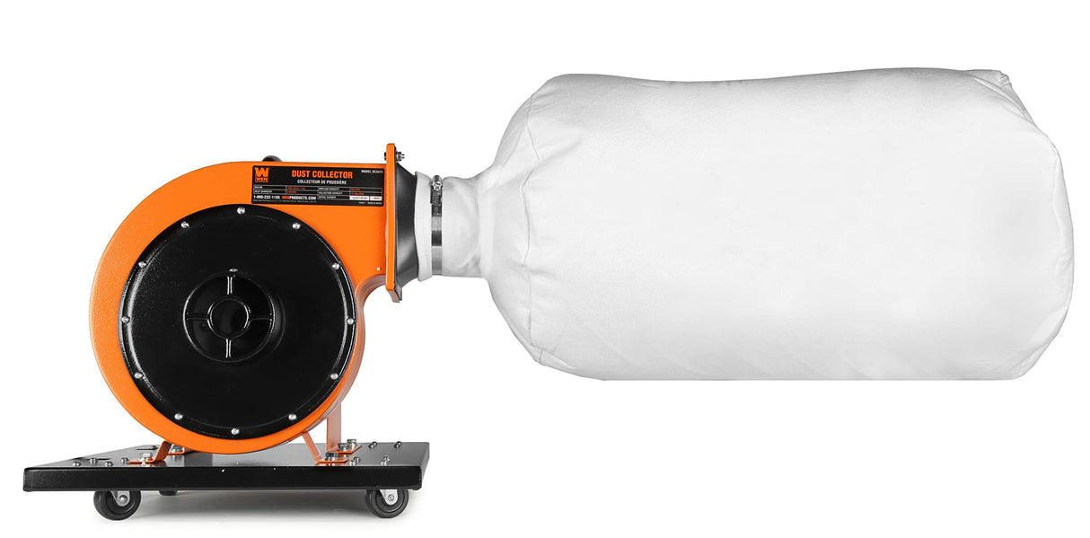 WEN DC3474 7.4-Amp Rolling Dust Collector with Induction Motor, 15-Gallon Bag and Optional Wall Mount , Black WEN