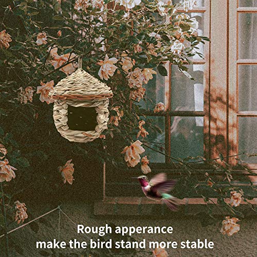 3 Pack Hummingbird House, Hand Woven Bird Nest for Outdoors Hanging, Small Grass Bird Houses for Outside, Natural Fiber Bird Hut Roosting Pocket for Eeaivnm