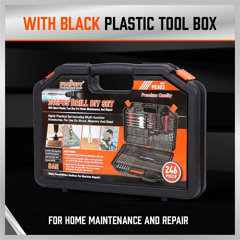 Ultimate Drill Bit Set - 246 PCS Comprehensive Premium Quality Drill Bits Kit for Wood Metal Cement Drilling & Screw Driving, Full Combo Kit Assorted SEDY