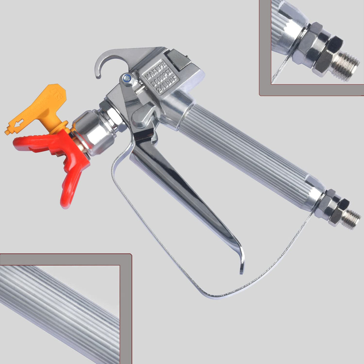 JWGJW Airless Paint Spray Gun & 517 Tip Suitable for All airless Paint Spraying Machines, Swivel Joint & High Pressure 3600 PSI (JW-122532) JWGJW