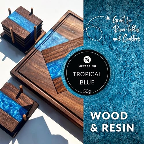 MEYSPRING Tropical Blue Epoxy Resin Color Pigment - 50 Grams - Great for Resin Art, Epoxy Resin, and UV Resin - Mica Powder for Epoxy Resin MEYSPRING