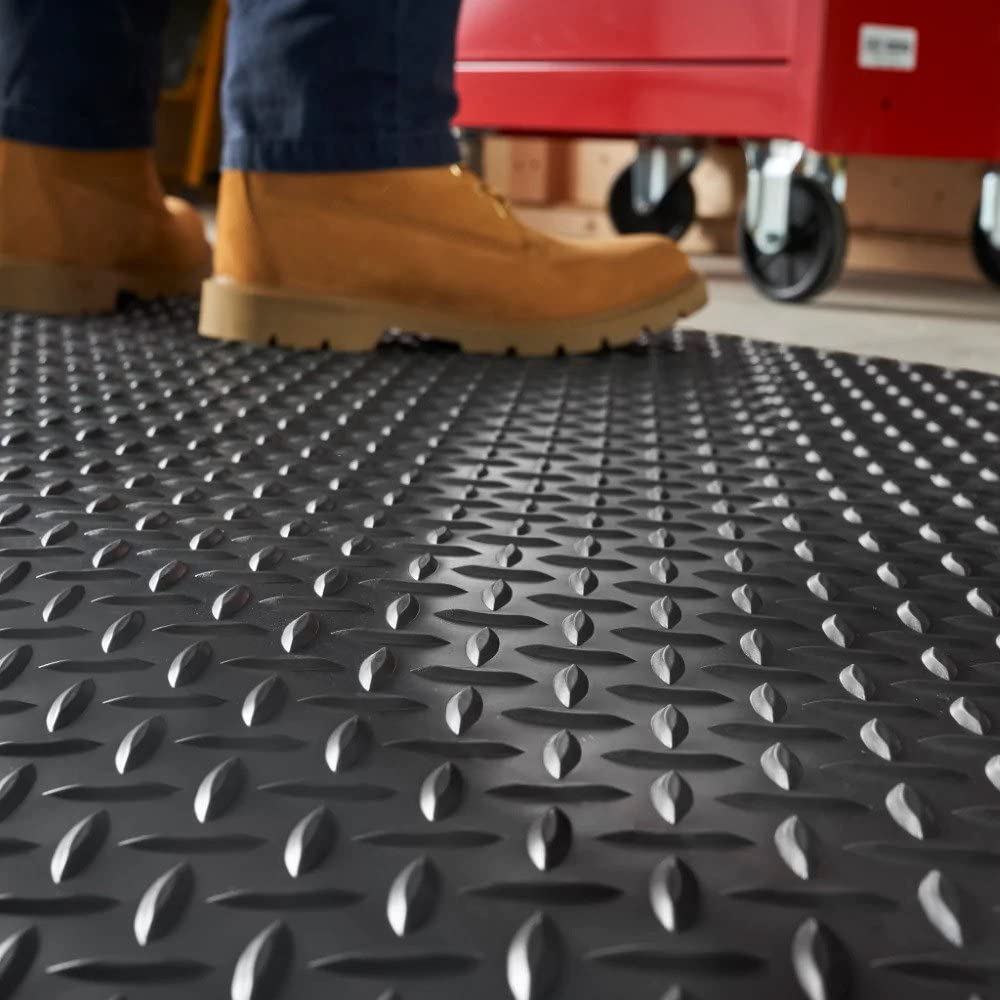 Consolidated Plastics Anti-Fatigue Heavy Duty Diamond Plate Floor Mat, Commercial Grade Standing Support for Leg & Back Pain, Sponge Base/Solid Vinyl Consolidated Plastics