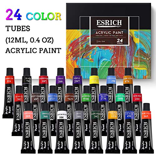 Acrylic Paint Set,46 Piece Professional Painting Supplies with Paint Brushes, Acrylic Paint, Easel, Canvases, Palette, Paint Knives, Brush Cup and ESRICH