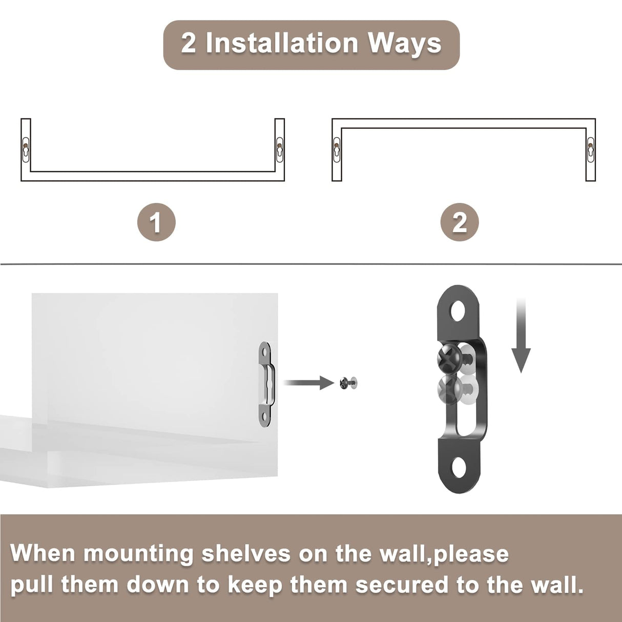 SRIWATANA Floating Shelves Wall Mounted, Solid Wood Wall Shelves Set of 3, Dark Brown… SRIWATANA