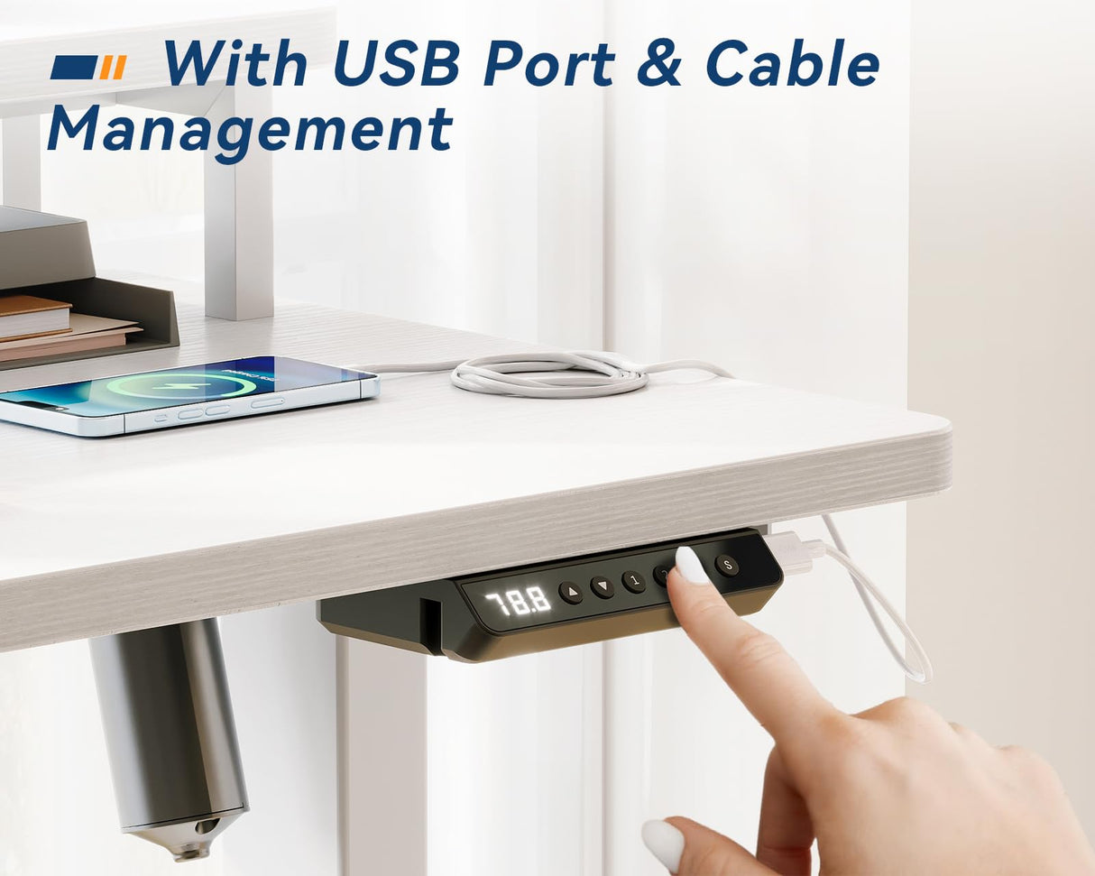 AODK L Shaped Electric Standing Desk, 59" x 48" Stand Up Corner Desk, Home Office Sit Stand Desk with White Top and White Frame, L-Shaped Standing AODK