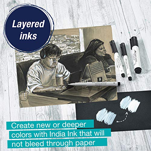 Faber-Castell White Pitt Artist Pen Set - 4 Opaque White India Ink Artist Markers - Lettering and Illustration Marker Set Faber-Castell