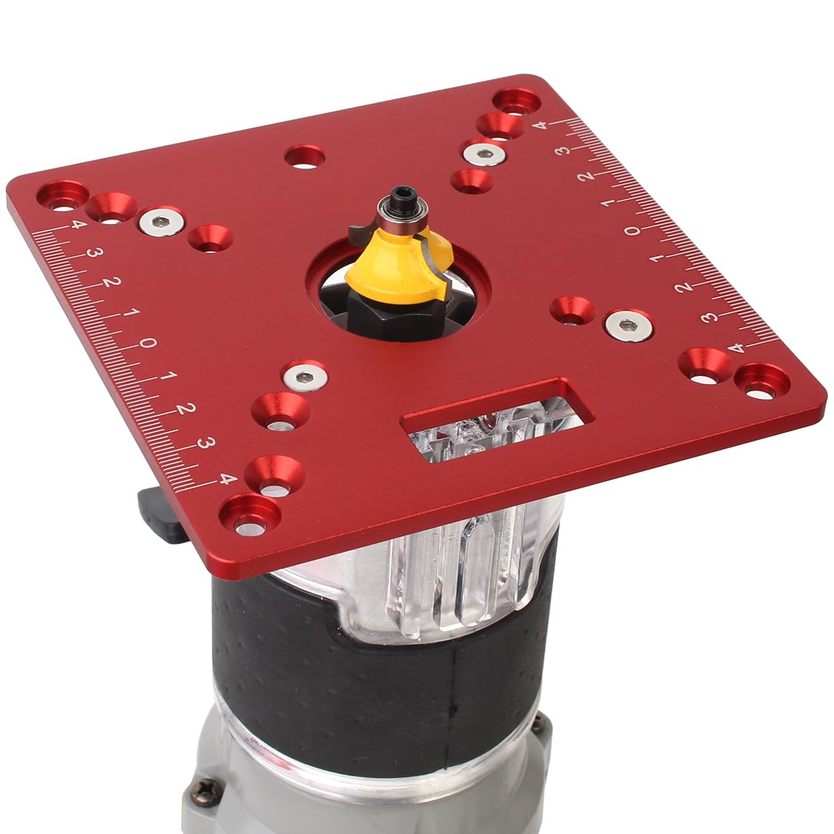 KETIPED Aluminium Router Table Insert Plate,Mini Square Woodworking Benches Router Flip Plate,Multifunctional Trimming Engraving Table,055Red KETIPED