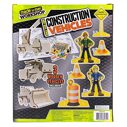 Made By Me Build Your Own Construction Vehicles by Horizon Group USA, Build & Customize 3 Wooden Vehicles Made By Me