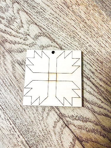 Ornament Barn Quilt Square Design Cutout Unfinished Wood Shape Style, Quilting Blocks (Bear Paw) AVTRBoutique