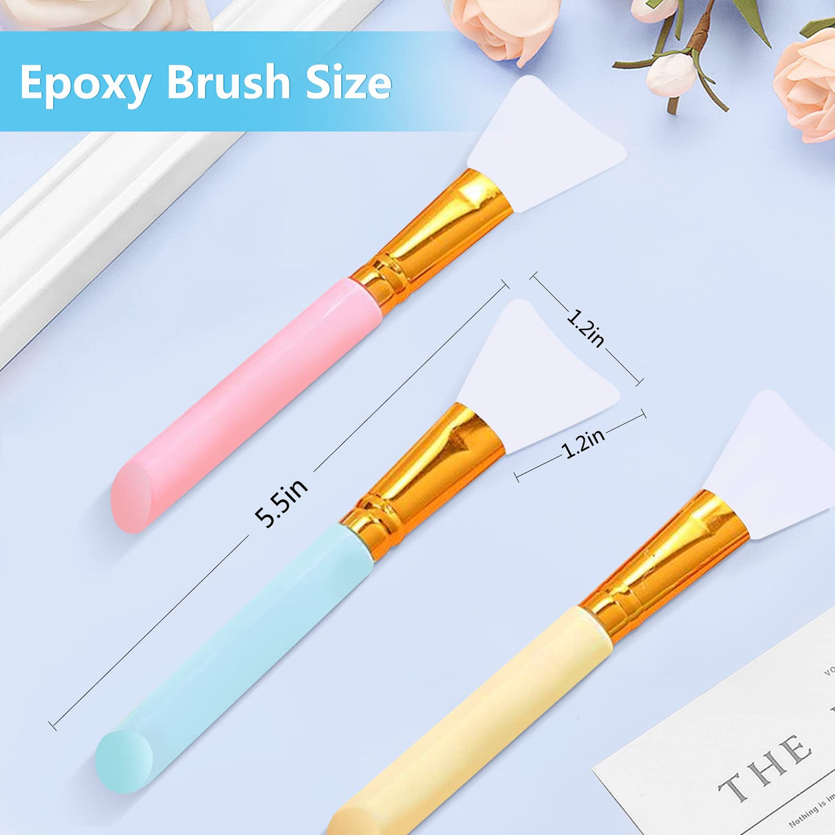 Silicon Epoxy Brushes Set for Making Epoxy Glitter Tumblers, Reusable Flexible Epoxy Application Sticks for Spreading an Even Coat of Epoxy Resin on Riomh