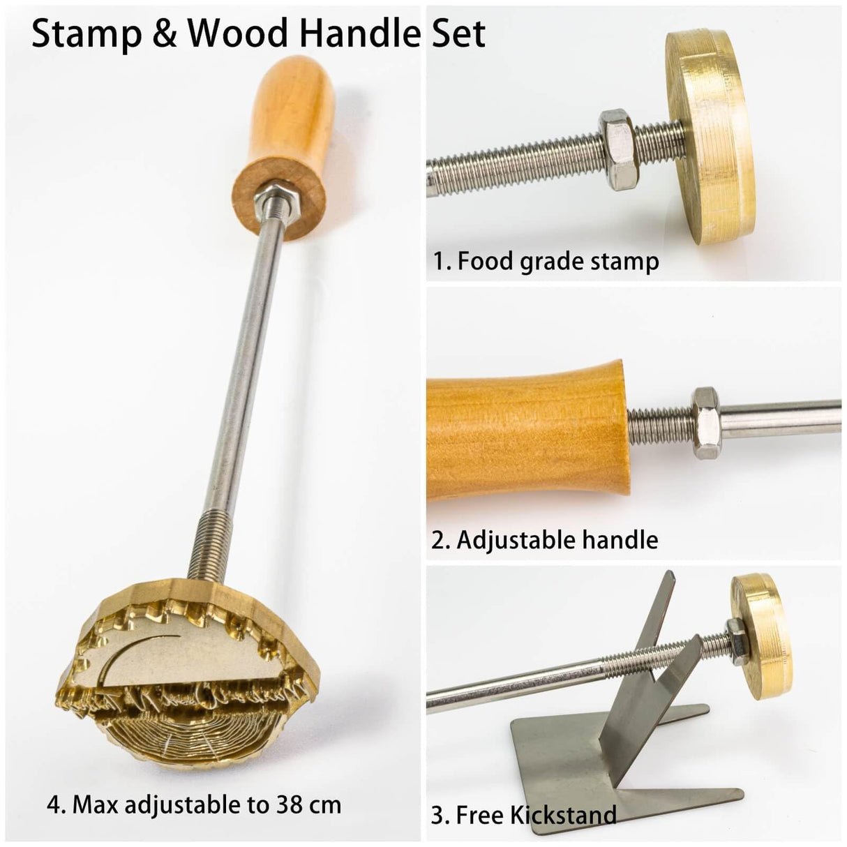 KRAMLON Custom Food Branding Iron Stamp for Burgers & Steaks with Wood Handle (2 inches) KRAMLON