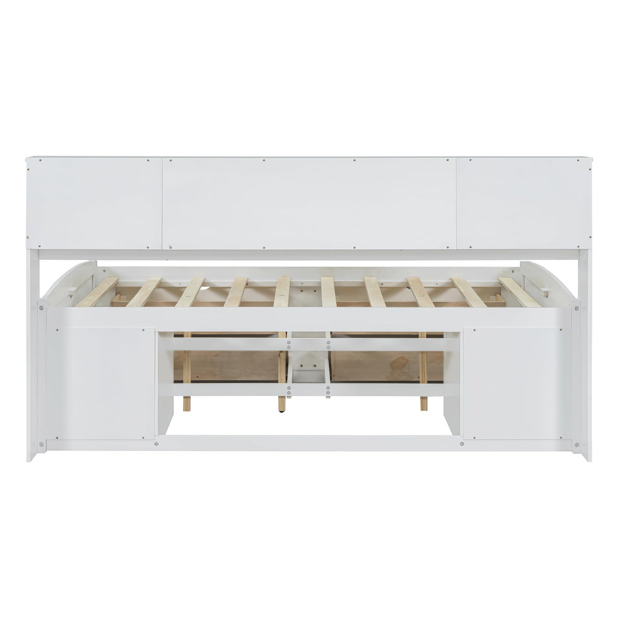 Loisall Wood Daybed with 2 Bedside Cabinets, Full Size Bed Frame with Upper Shelves and 4 Drawers for Bedroom,No Box Spring Needed (White) Loisall