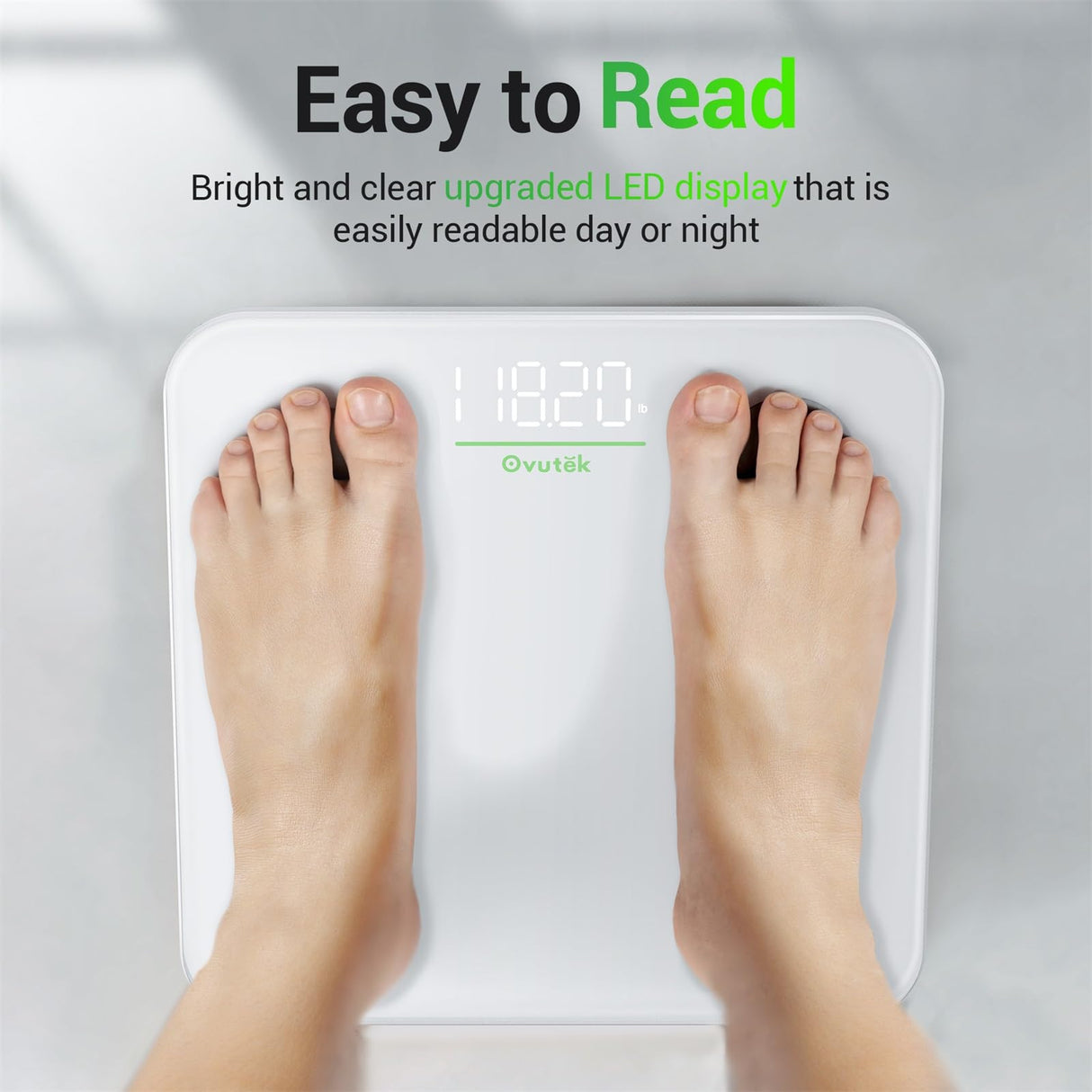 Ovutek Bathroom Scale for Body Weight, Highly Accurate Digital Weighing Machine for People, Upgraded Batteries Included, Compact Size, LED Display, OVUTEK