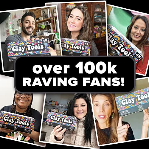 Pottery Tool Kit and Polymer Clay Tools Set for Modeling Sculpting Carving Tool Kit - 45 Pieces Ceramic Tools for Pottery Clay Sculpting Tools and HIPPIE CRAFTER