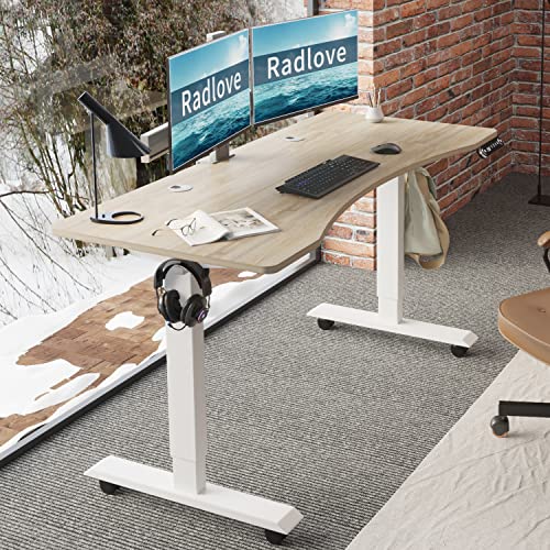 Radlove Electric Standing Desk, 55 x 30 Height Adjustable Computer Desk Sit Stand Desk Home Office Desks with Splice Board and A Under Desk Cable Radlove