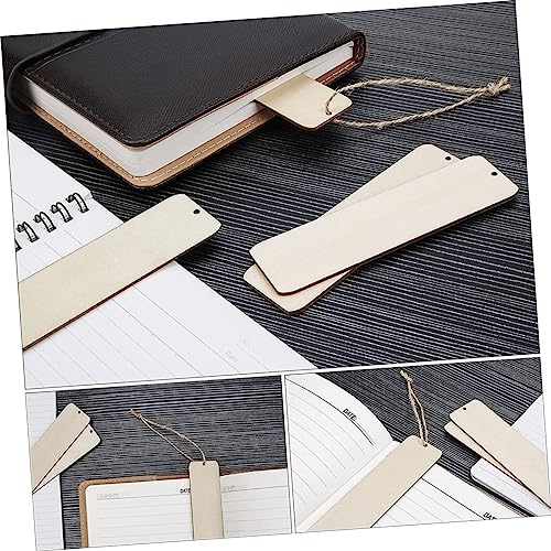 Tofficu 1 Set Wooden Bookmark Wood Crafts Tags Wooden Craft Bookmarks Unfinished Bookmark Blank Wooden Gift Tags Labels Lables Rustic Blank DIY Tofficu