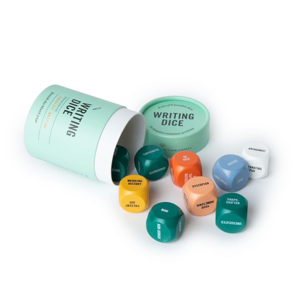 Two Tumbleweeds Writing Dice - Creative Writing Game for Adults, Writers & Teachers - Set of 9 Dice for Story Inspiration - Gifts for Writers - 1+ Two Tumbleweeds