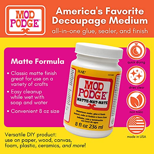 Mod Podge CS11301 Waterbase Sealer, Glue and Finish, 8 Oz, Matte Mod Podge