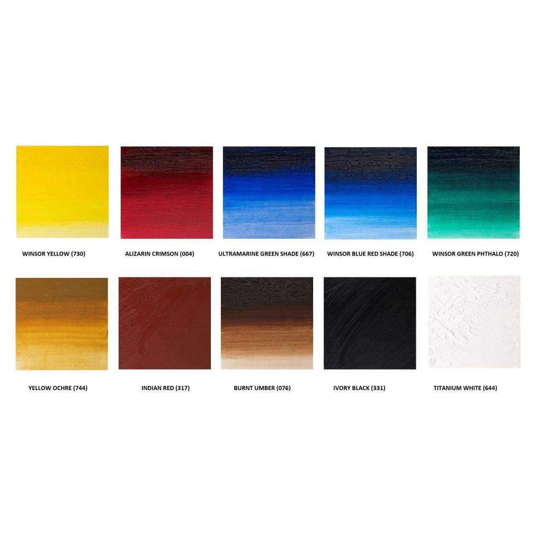 Winsor & Newton Artists' Oil Colour Paint Introductory Set, Ten 21ml Tubes, Crimson,Yellow,Green, 0.7 Fl Oz (Pack of 10) Winsor & Newton