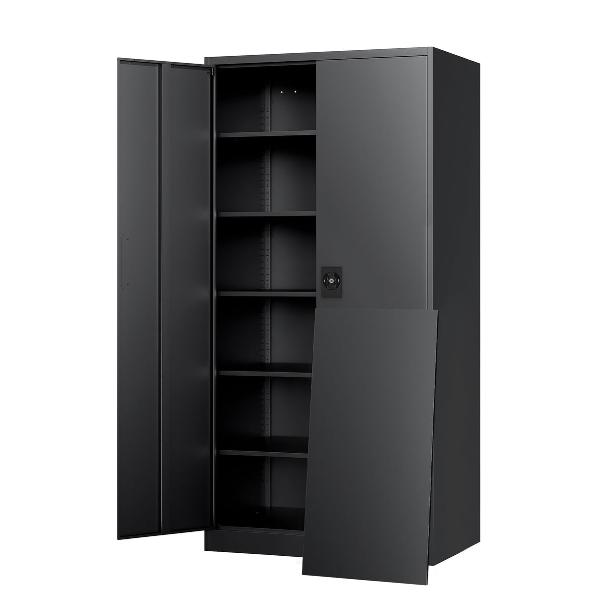 Yizosh Metal Garage Storage Cabinet with Lock, 71" Locking Tool Cabinet with 2 Doors and 5 Shelves, Tall Steel Cabinet for Garage, Heavy Duty File Yizosh