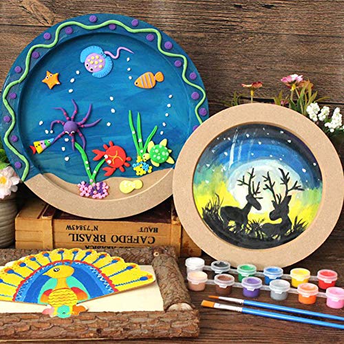 OLYCRAFT 3pcs Wood Canvas Boards Round Wood Painting Boards, Unfinished Wood Paint Pouring Panel Boards for Painting Crafts (5.7", 7.8" & 9.6" OLYCRAFT