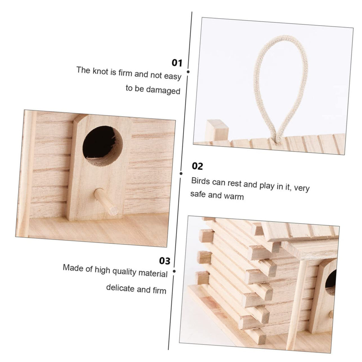 BESPORTBLE 2pcs Hanging Wooden Bird's Nest Wood Decor Wooden Decor Bird Feeders for Outdoors Parakeet Wooden Bird Nest Wood Trim Natural Bird Hut BESPORTBLE