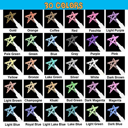 Sunshilor Metallic Markers Fine Point Metallic Marker Pens for Black Paper, Art Rock Painting, Easter Egg, Halloween Pumpkin, Card Making, Metal, Sunshilor