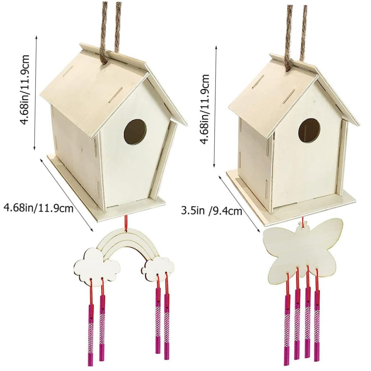 COHEALI 1 Set Lanyard Unfinished House Wind Chime Unfinished House kit Unfinished Arts Kits Kids Craft DIY Painting Bird House Bird House Wind Chime COHEALI
