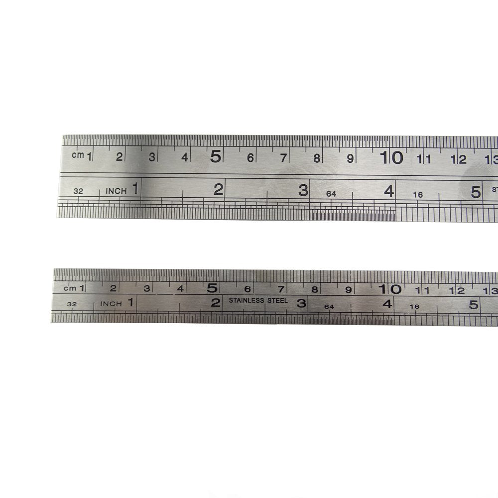 Honbay Stainless Steel Ruler 12 Inch and 6 Inch Double Side Measuring Scale Mark Metal Rule For Office Woodworking Engineering HONBAY