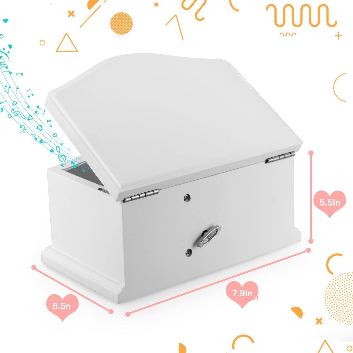 Jozen Gift Wooden Ballerina Medium White Musical Jewelry Box with Mirror for girls,Kid's Jewelry Storage Music Box Jozen Gift