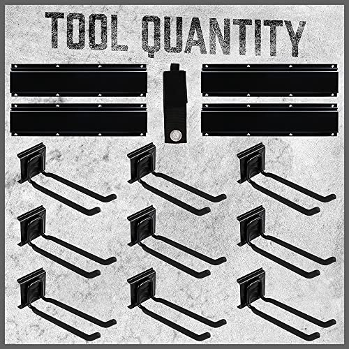 HORUSDY 64-Inch Heavy Duty Garage Organization Rack, 4 packs Rails and 9 Adjustable Hooks, Tool Organizer Rack with Heavy Double Hooks Tracks Max HORUSDY