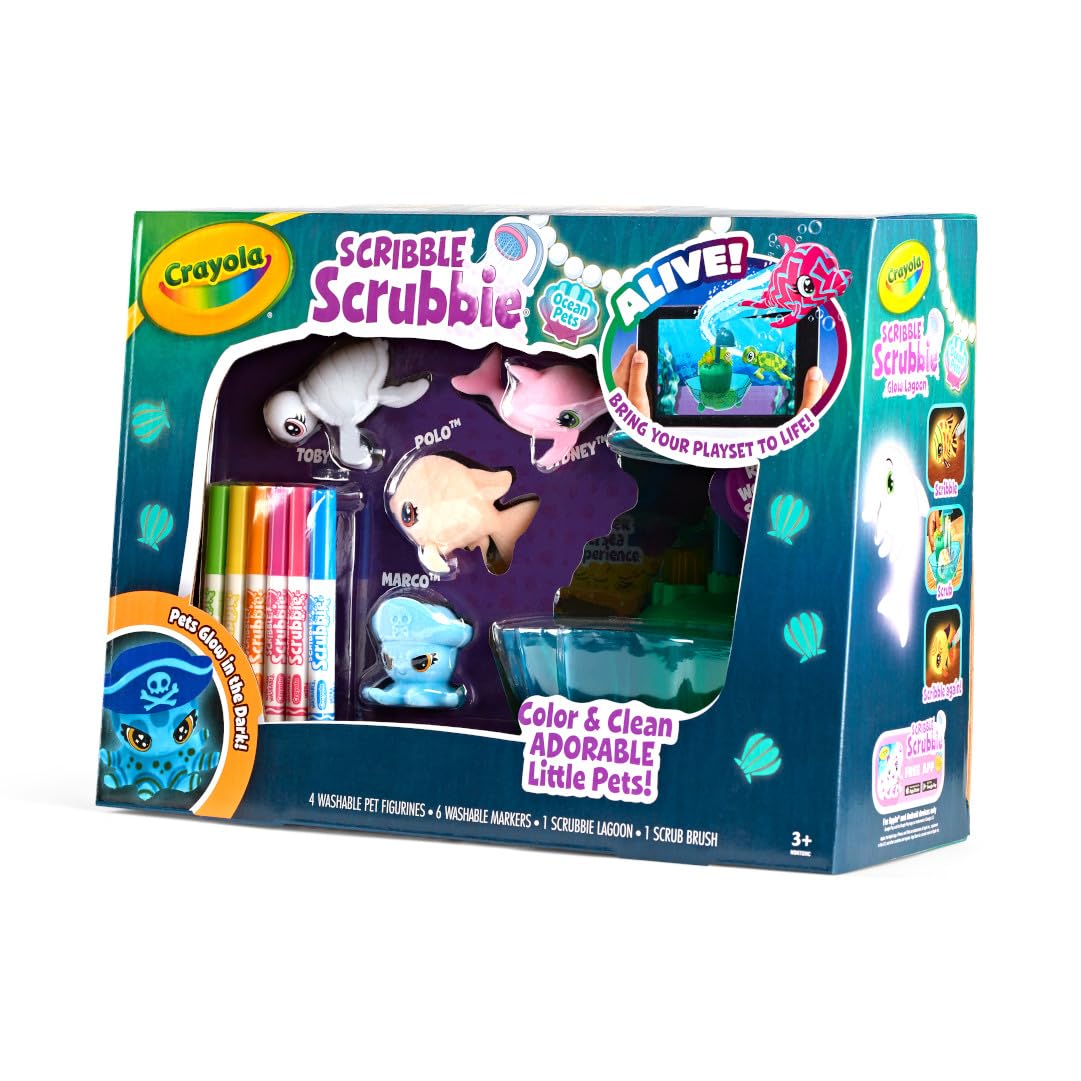 Crayola Scribble Scrubbie Glow Lagoon Pets, Sea Animal Toys, Gifts for for Boys & Girls, 3+ Crayola