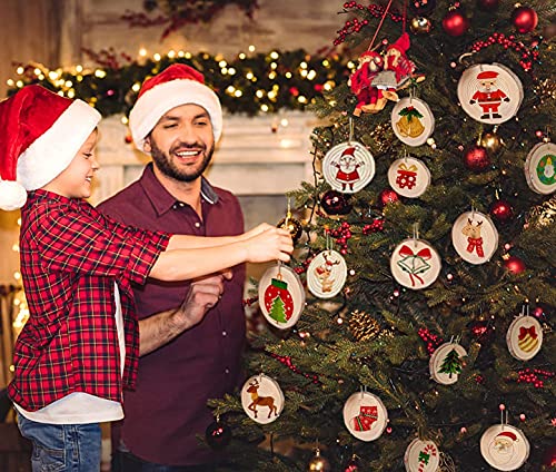 Artmag Natural Wood Slices 30pcs 2.4"-2.8" Unfinished DIY Crafts Predrilled with Hole Round Wooden Circles for Arts Rustic Wood Slices Christmas Artmag