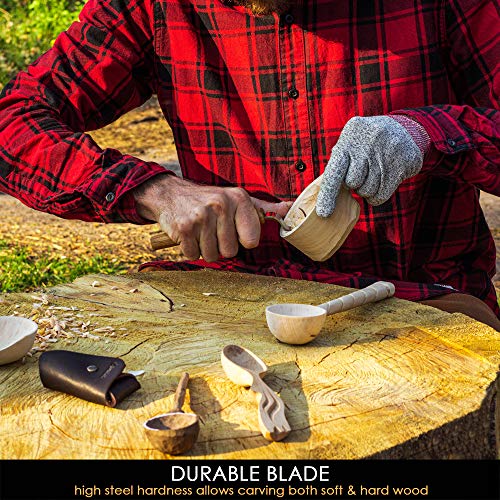 BeaverCraft Hook Knife Wood Carving SK1S Spoon Carving Knife with Leather Sheath - Wood Carving Hook Knife - Spoon Bowl Carving Tools - Wood Carving BeaverCraft