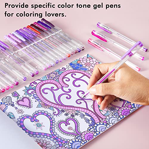 Shuttle Art 60 Pack Tone , Pink Purple Gel Pens with 30 Refills for Adults Coloring Books Journaling Drawing Nature, Landscapes, Animals Scenes Shuttle Art