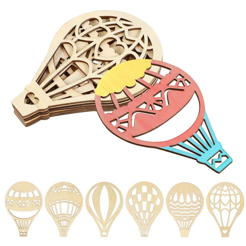 VOSAREA 10 Set Decor Wood Cutouts for Crafts Unfinished Wood Ornaments Hot Air Balloon Wood Discs Hot Air Balloon Wood Slices Wood Hot Air Balloon VOSAREA