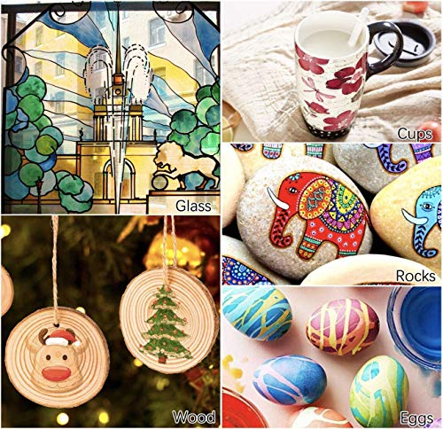 35 Premium Acrylic Paint Marker Pens, Double Pack of Both Extra Fine and Medium Tip, for Rock Painting, Mug, Ceramic, Glass, Wood, Fabric, Canvas, NAWOD