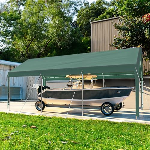 Carport 10'x20' Heavy Duty Canopy Steel Canopy Storage Shed,Portable Garage Party Tent,Portable Garage with Removable Sidewalls & Doors All-Season Generic