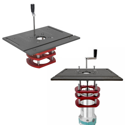 Acogedor Router Lift Kit, Metal Router Lift System with Router Table Insert Plate, 4 Jaw Clamping, Router Lift Base Accessories (Black)