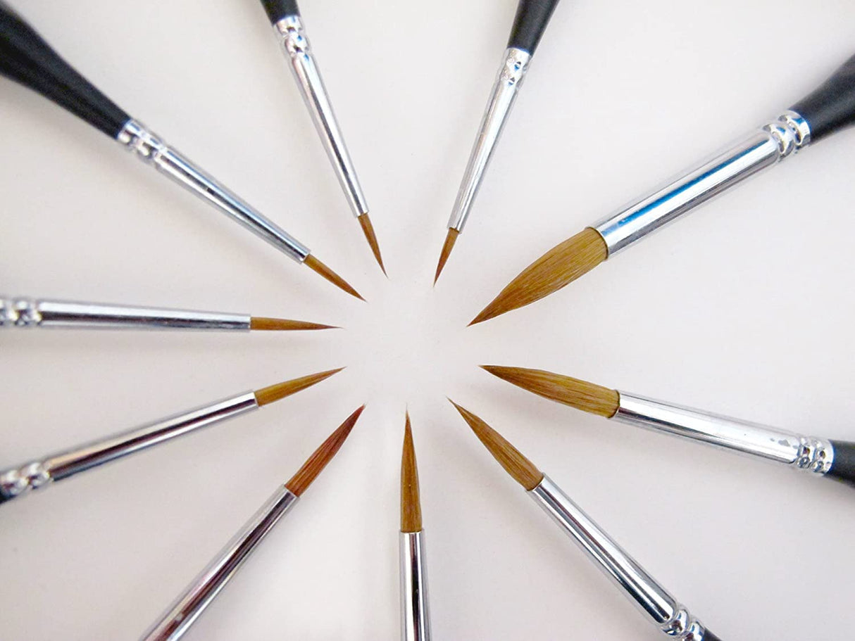 Kolinsky Sable Watercolor Brushes, 10pcs Sable Detail Paint Brush Set Will Keep a Fine Tip Point and Spring for Watercolor Acrylic Gouache, Fuumuui