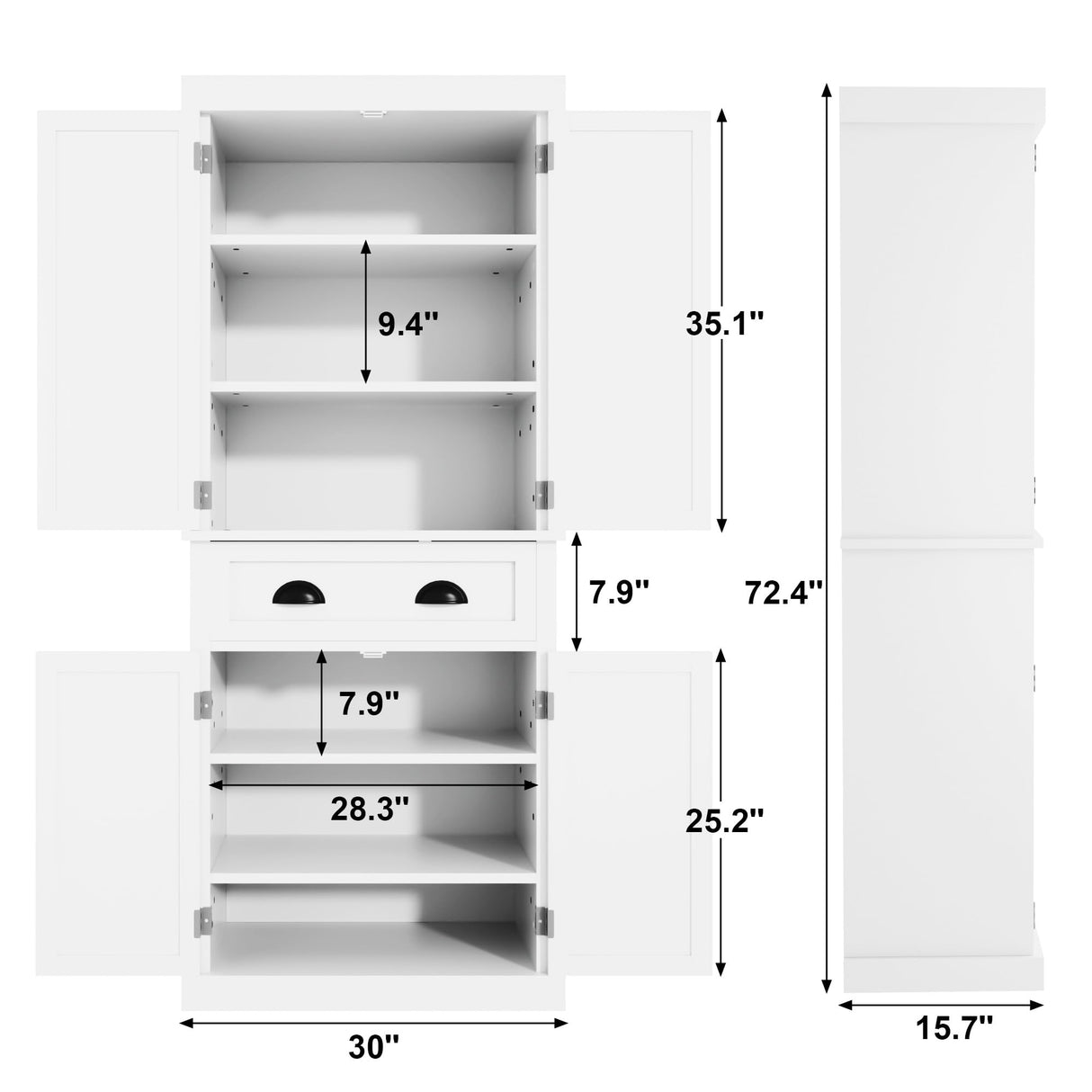 Flamaker 72" Kitchen Pantry Cabinet, Tall Pantry Storage Cabinet with Drawer and 4 Adjustable Shelves, Freestanding Pantry Cupboard Cabinet for Flamaker