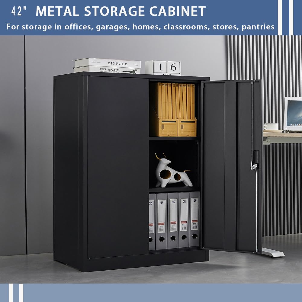 Anwick Metal Storage Cabinet with Locking Doors and 2 Adjustable Shelves, Small Lockable Steel Utility Cabinets for Home Office Garage Basement Anwick