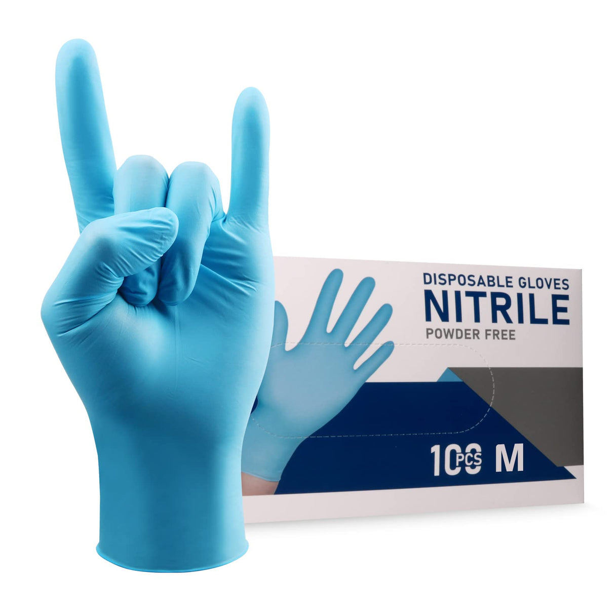 Wostar Nitrile Disposable Exam Gloves Medium Powder & Latex Free 4mil 100pcs Non-Sterile Disposable Gloves Wostar