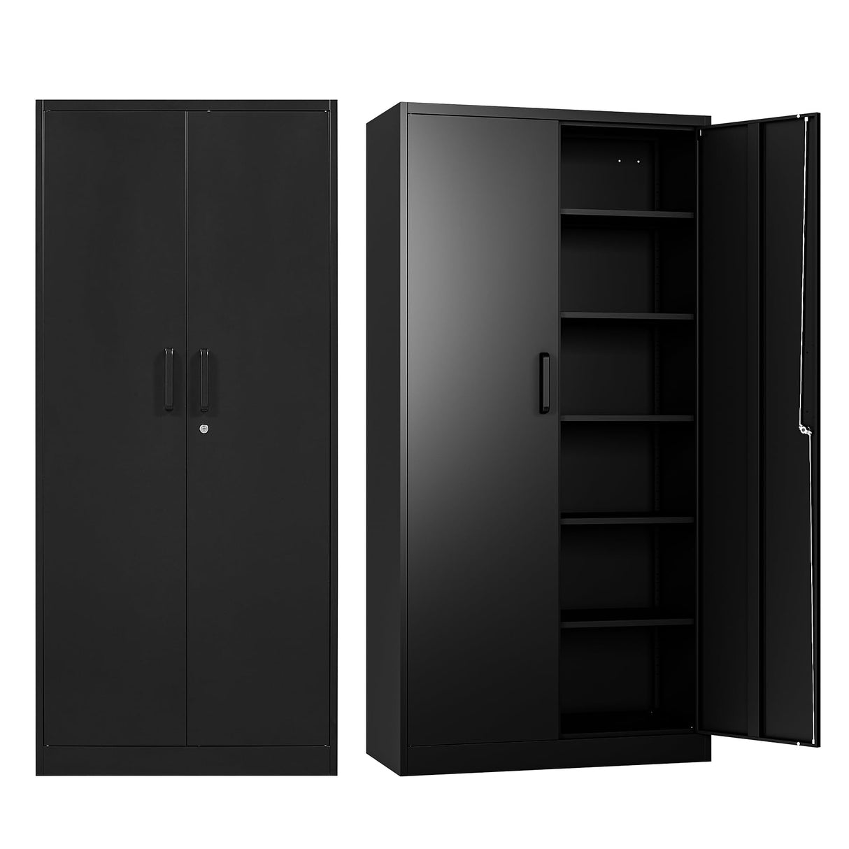 BYNSOE Metal Garage Storage Cabinet with Lock and 5 Adjustable Shelves, Steel Tool Cabinets with Locking Door for Home, School, Office, Garage BYNSOE