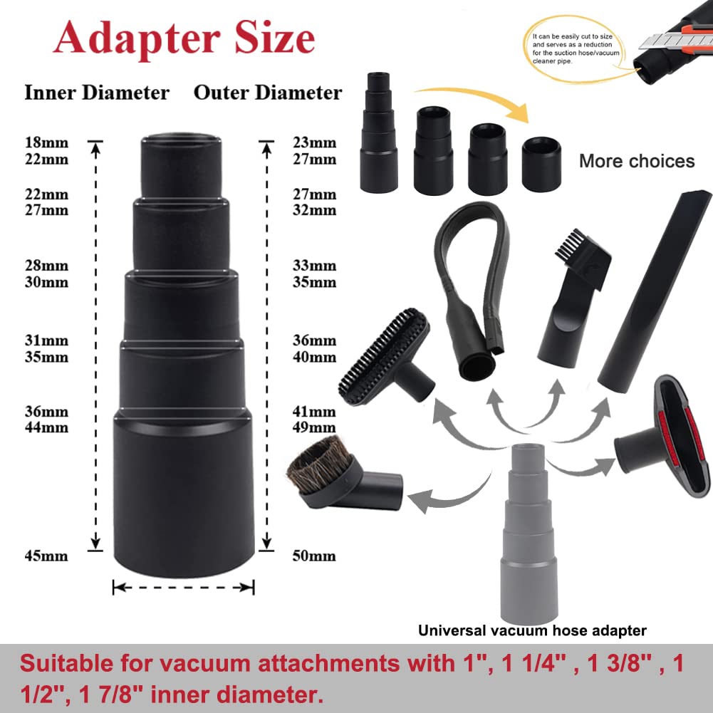 8 Pcs Household Cleaning Vacuum Cleaner Attachments for Shop Vac Accessories - 2 1/2" to 1 1/4" Vacuum Hose Adapter, 1 7/8" to 1" Adapter for Shop GIB cleaningtool