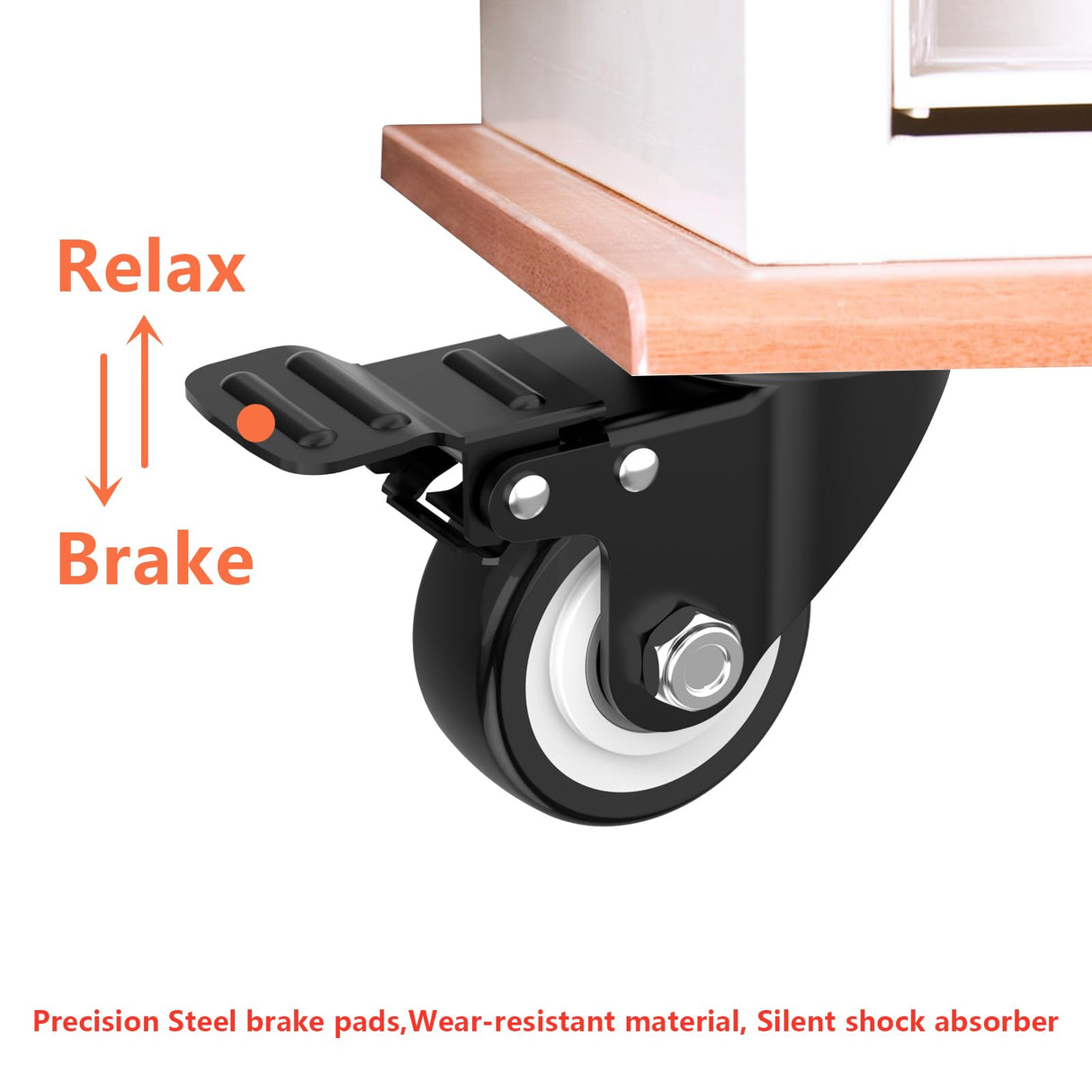 2 Inch Wheel Casters,Set of 4 Heavy Duty,Black Industrial Casters with Brake, Locking Casters for Furniture and Workbench for Cart,Top Plate Swivel JIN FU TOU