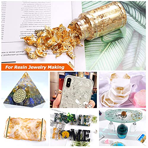 Mingjieus Gilding Flakes Set,Gold Foil Flakes for Resin,3 Bottles Metallic Foil Flakes for Resin Jewelry Making,Nails,Painting Art,Crafts and Mingjieus